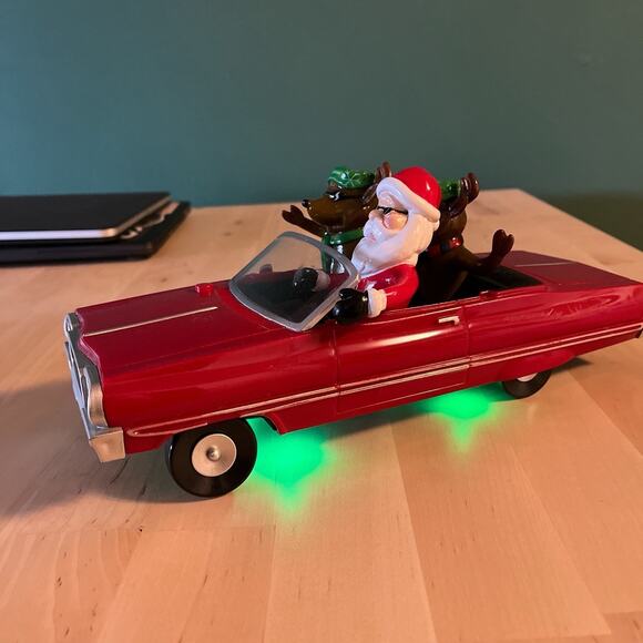 Gemmy Christmas Low Rider Red Impala Car Santa 2 Reindeer Animated Musical Works - Picture 5 of 10